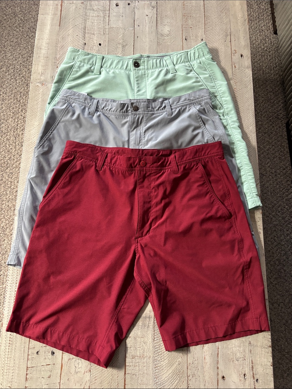 Set Of 3 FootJoy And Under Armour Men's Golf Shorts - Red, Gray, Mint